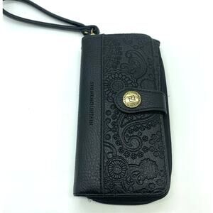Stone Mountain Leather embossed paisley‎ Wallet Wristlet